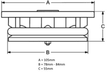 3" Runde Verschlusskappe mit 6-Kant Standardverschluss